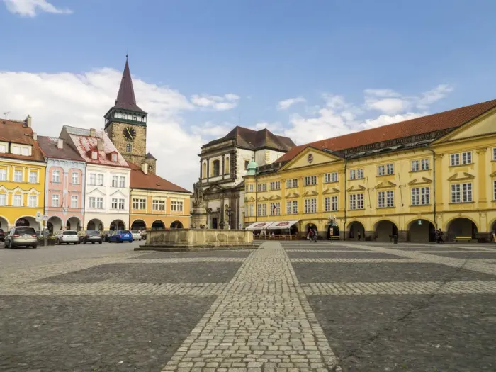Framed Print : Europe, Czech Republic, Jicin. The main square surrounded with recently restored