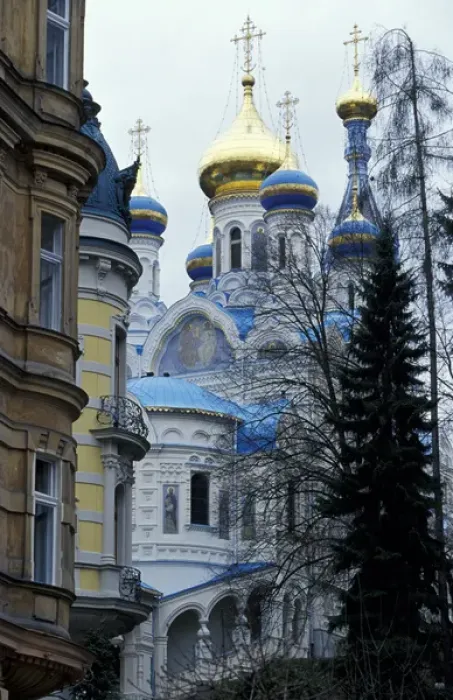 Framed Print : Europe, Czech Republic, Karlovy Vary (Karlsbad). Russian Orthodox church of St. Peter