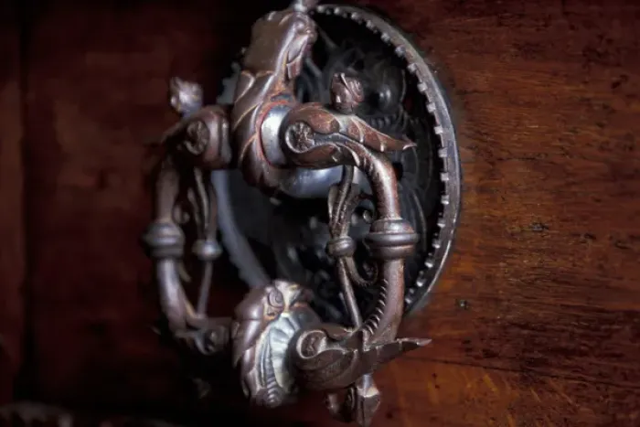 Framed Print : Europe, Czech Republic, Prague, Castle interior detail of doorknocker Framed Print : Europe, Czech Republic, Prague, Castle interior detail of doorknocker