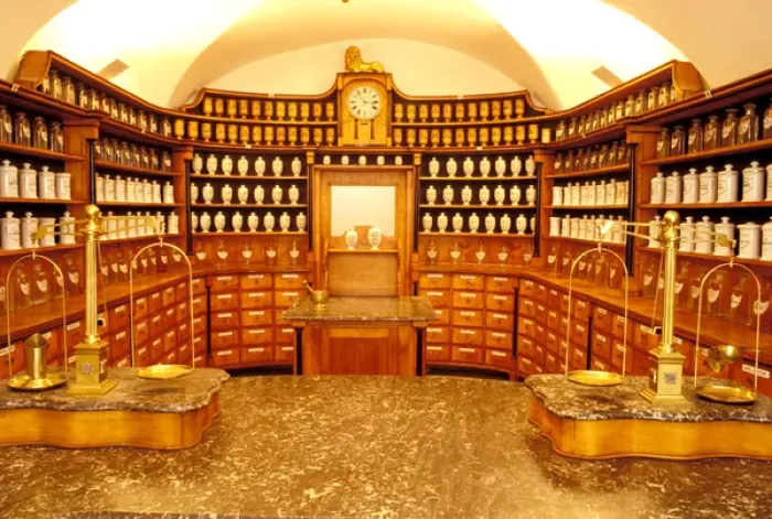 Framed Print : Europe, Czech Republic, Prague. First Pharmacy in Mala street