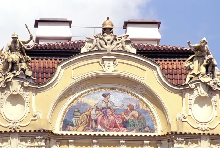 Framed Print : Europe, Czech Republic, Prague. Ministry of Trade, old town square