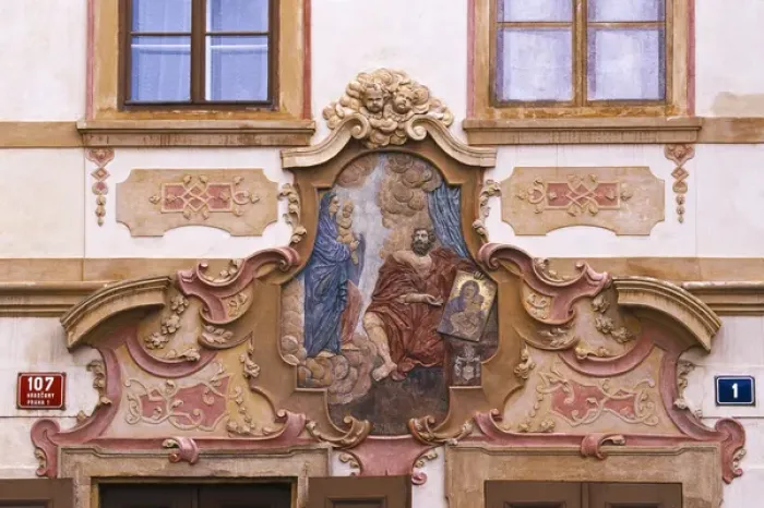 Framed Print : Europe, Czech Republic, Prague, Hradcany (castle) district, exterior architectural detail