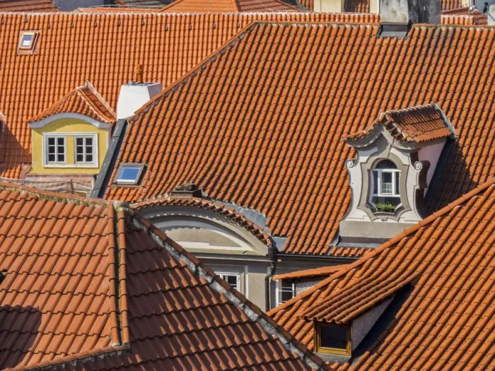 Framed Print : Europe, Czech Republic, Prague. Prague rooftops as seen from above Framed Print : Europe, Czech Republic, Prague. Prague rooftops as seen from above