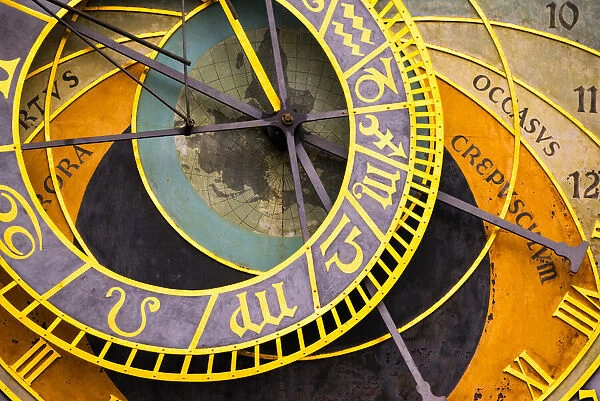 Europe, Czech Republic, Prague. Astronomical clock on Old Town Hall