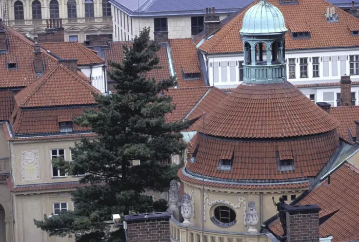 Framed Print : Europe, Czech Republic, Prague Brick rooftops seen from the Old Town Bridge Tower Framed Print : Europe, Czech Republic, Prague Brick rooftops seen from the Old Town Bridge Tower
