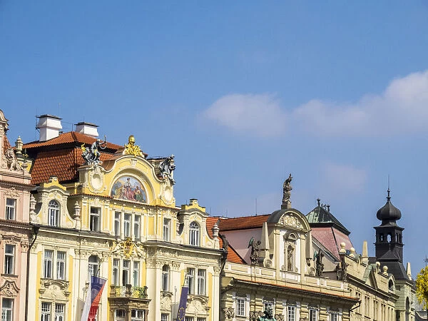 Europe, Czech Republic, Prague. Buildings along old town Prague