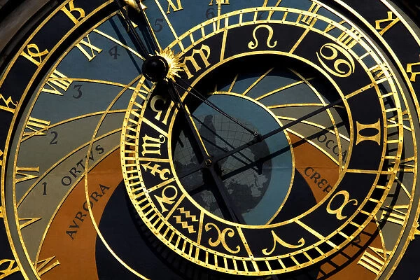 Europe, Czech Republic, Prague. Close-up of astronomical clock in Old Town Square