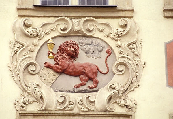 Europe, Czech Republic, Prague. Mala Strana, house sign on Nerudova Street
