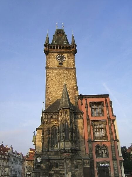 Europe, Czech Republic, Prague. The Old Town Hall on Staromestske Namesti is a noted