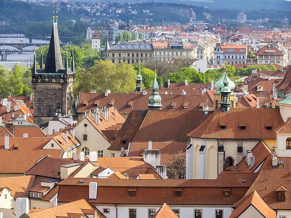 Europe, Czech Republic, Prague. Prague rooftops as seen from above