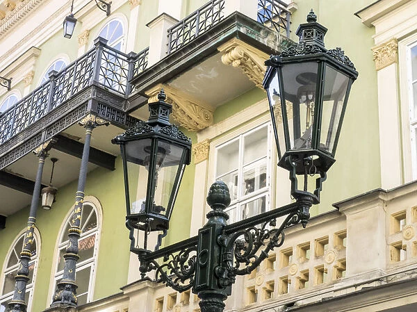 Europe, Czech Republic, Prague. Street lamppost in old town Prague