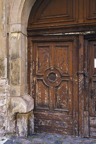 Europe, Czech Republic, Prague, wooden door