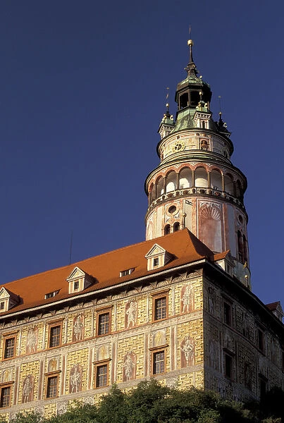 Europe, Czech Republic, South Bohemia, Cesky Krumlov Krumlov Chateau, Round Tower