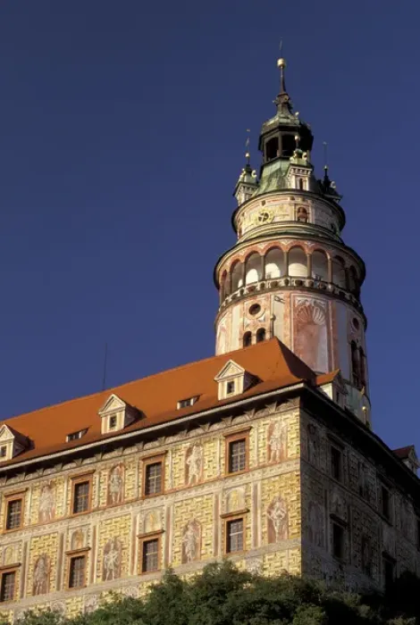 Framed Print : Europe, Czech Republic, South Bohemia, Cesky Krumlov Krumlov Chateau, Round Tower