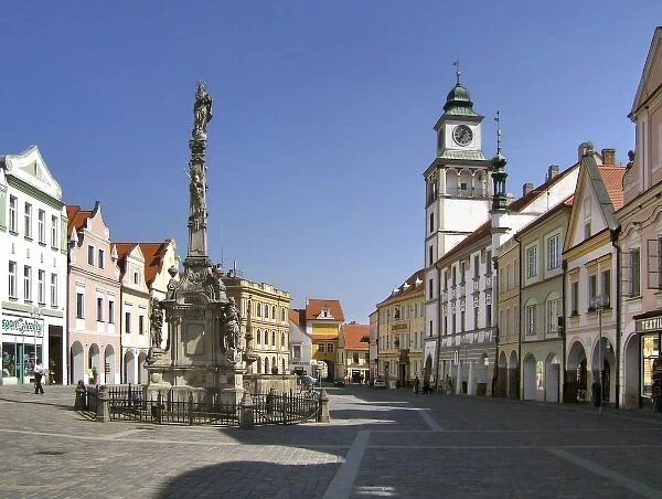 Europe, Czech Republic, Trebon. Masarykovo Namesti, or the main square, of Trebon in South Bohemia