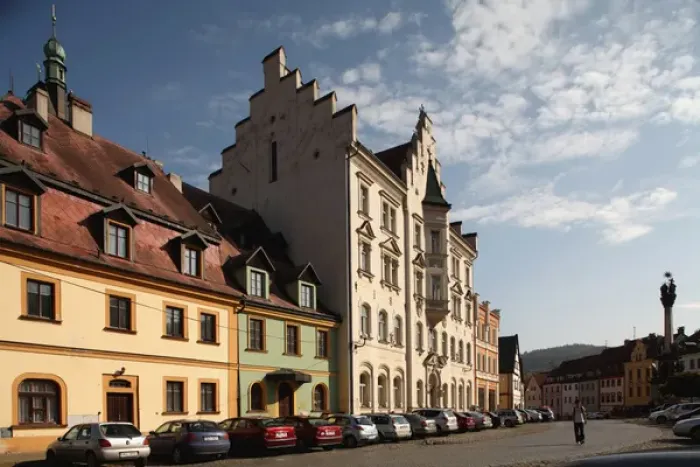 Framed Print : Europe, Czech Republic, West Bohemia, city of Loket. The Market Square of Loket