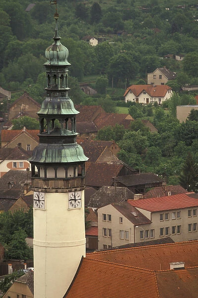 Europe, Czech Republic, West Bohemia, Domazlice Town view from Deans Church Tower