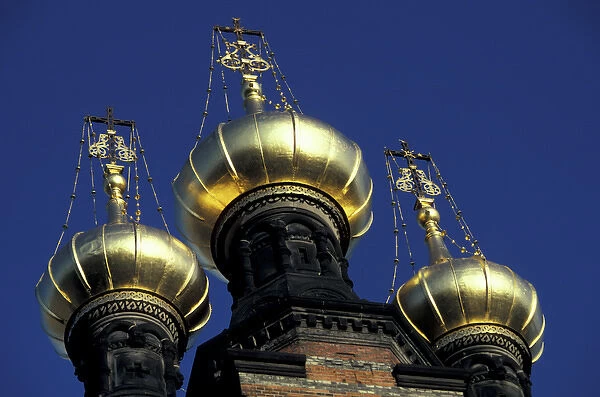 Europe, Denmark, Copenhagen. Orthodox Church domes