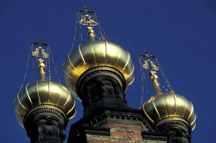 Framed Print : Europe, Denmark, Copenhagen. Orthodox Church domes Framed Print : Europe, Denmark, Copenhagen. Orthodox Church domes