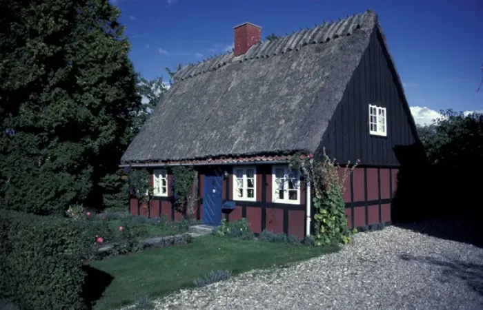 Framed Print : Europe, Denmark, Fyn Island. Thatched roof cottage Framed Print : Europe, Denmark, Fyn Island. Thatched roof cottage