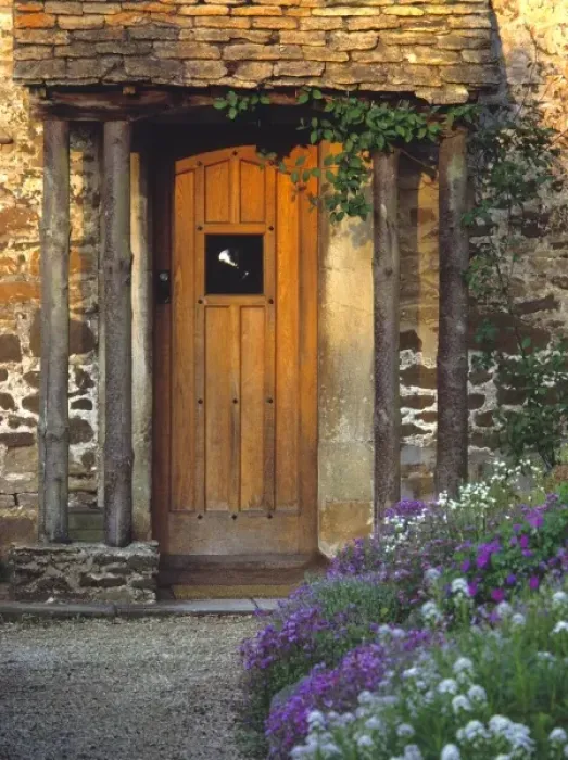 Framed Print : Europe, England, Chippenham. An old wooden door welcomes visitors to a thatched-roofed Framed Print : Europe, England, Chippenham. An old wooden door welcomes visitors to a thatched-roofed