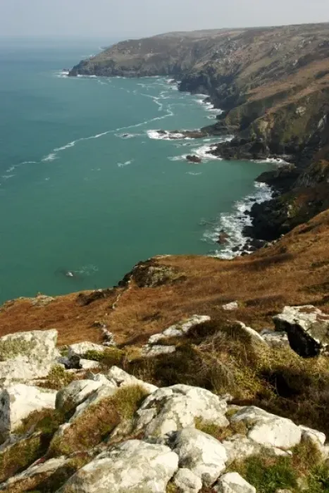 Framed Print : Europe, England, Cornwall, view of ocean from the coastal path