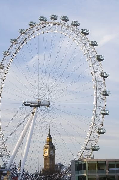 Europe, ENGLAND, London: Southbank, London Eye and Big Ben  /  Morning