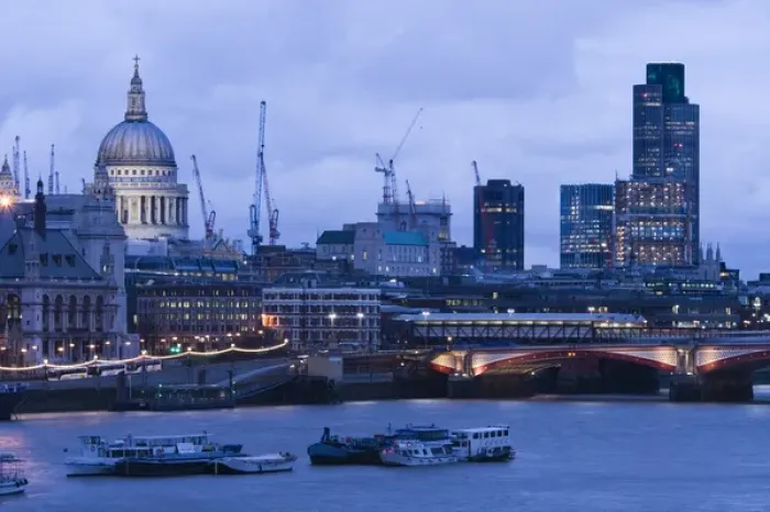 Framed Print : Europe, ENGLAND-London: View of Thames River towards St. Pauls Cathedral-Evening Framed Print : Europe, ENGLAND-London: View of Thames River towards St. Pauls Cathedral-Evening