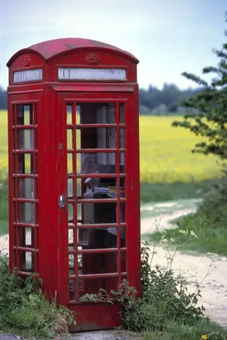 Framed Print : Europe, England, Penny Hedley. These quaint red telephone booths, this one near Penny Hedley