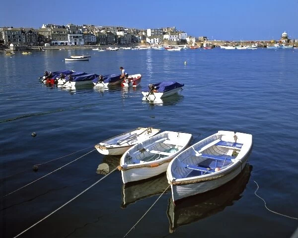 Europe, England, St. Ives. Small boats stand at the ready at the harbor, St. Ives