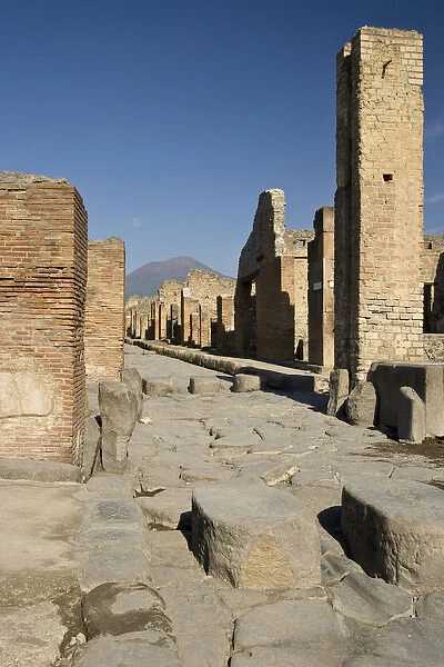 Europe, Europe, Italy, Campania, Pompeii. Uncovered streets of the ruined city with