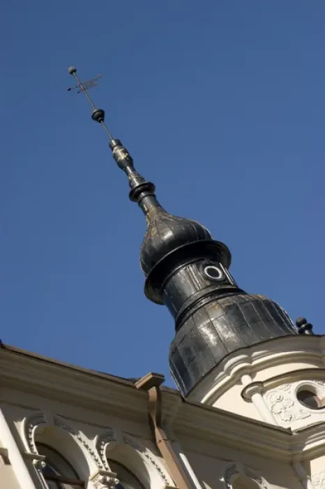 Framed Print : Europe, Finland, Helsinki. Detail of building with dome and spire. Credit as: Nancy