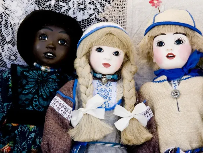 Framed Print : Europe, Finland, Helsinki. Dolls at an outdoor market