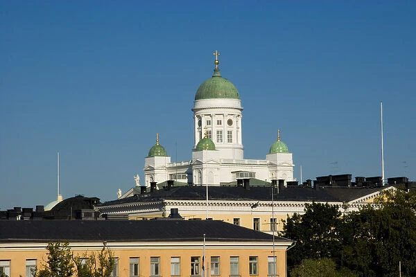 Europe, Finland, Helsinki. Overview of Helsinki with Lutheran Cathedral in background