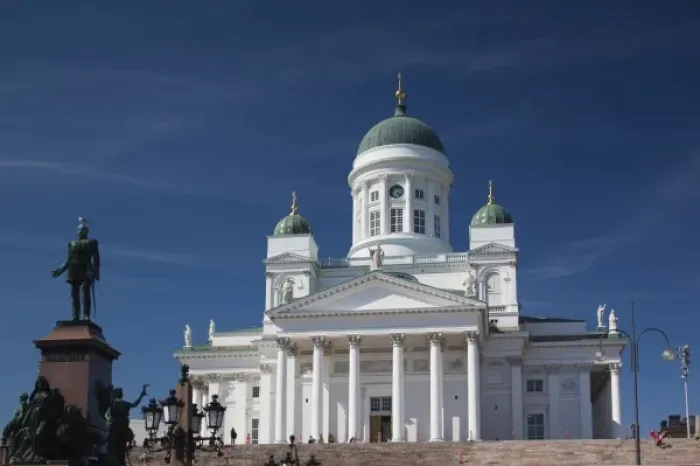 Framed Print : Europe, Finland, Helsinki. View of the Lutheran Cathedral (Tuomiokirkko ). Credit as