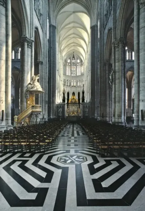 Framed Print : Europe, France, Amiens. The dramatic tiles of the nave help accentuate the height Framed Print : Europe, France, Amiens. The dramatic tiles of the nave help accentuate the height