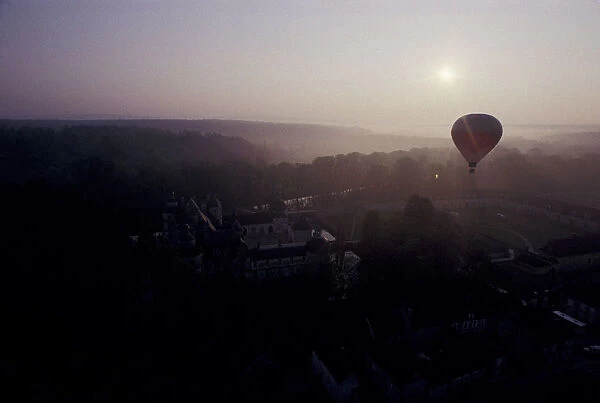 Europe, France, Burgundy. Ballooning over Tanlay Chateau