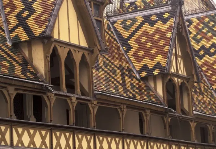 Framed Print : Europe, France, Burgundy, Cote-d Or, Beaune Tiled roofs of the Hotel Dieu Framed Print : Europe, France, Burgundy, Cote-d Or, Beaune Tiled roofs of the Hotel Dieu