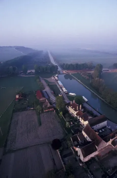 Framed Print : Europe, France, Burgundy, Tanlay. Aerial view of Burgundy Canal from hot air balloon Framed Print : Europe, France, Burgundy, Tanlay. Aerial view of Burgundy Canal from hot air balloon