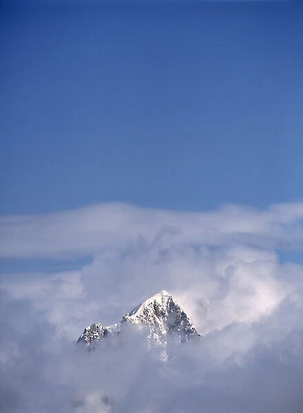 Europe, France, Chamonix. View from Aiguilles du Midi to the French Alps above Chamonix