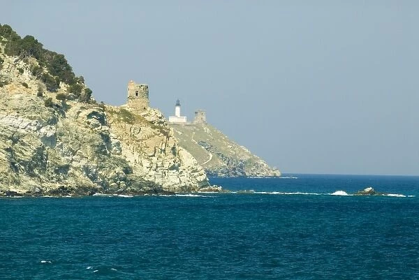 Europe, France, Corsica, Cap Corse. Genoese towers dot the coastline of Corsica