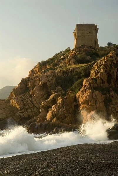 Europe, France, Corsica, Porto. Genoan tower constructed mid 1500s, restored 1993