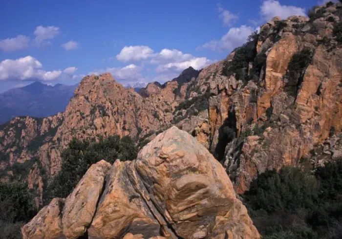 Framed Print : Europe, France, Corsica rugged rocks of Les Calanche