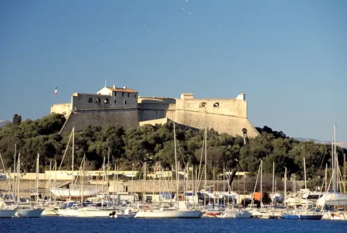 Framed Print : Europe, France, Cote D Azur, Antibes. Harbor and Fort Carre Framed Print : Europe, France, Cote D Azur, Antibes. Harbor and Fort Carre