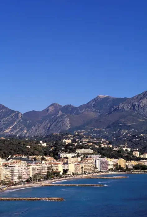 Framed Print : Europe, France, Cote D Azur, Menton. View of waterfront