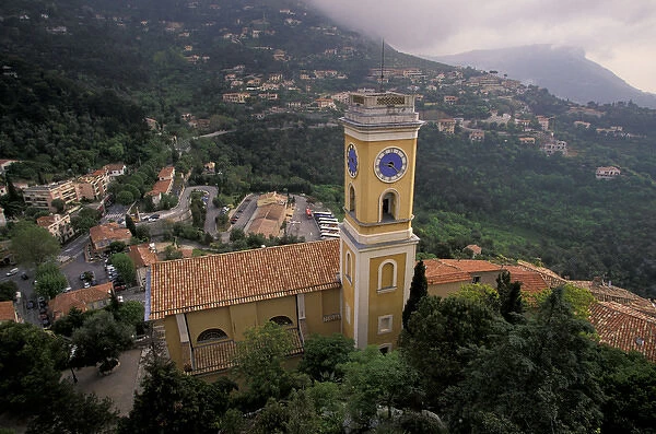Europe, France, French Riviera, Cote d Azur, Eze. View of town church