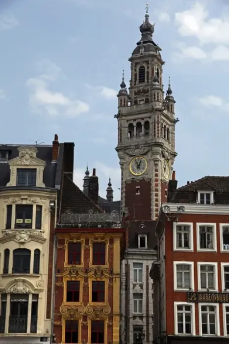 Framed Print : Europe, France, Lille. Lille architecture and belltower