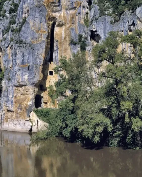 Framed Print : Europe, France, Lot River. Caves are carved into the limestone cliffs near St. Cirq Framed Print : Europe, France, Lot River. Caves are carved into the limestone cliffs near St. Cirq