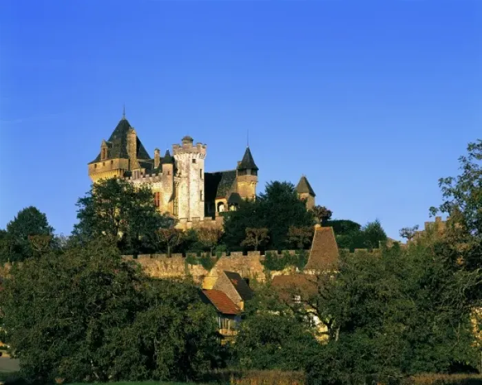 Framed Print : Europe, France, Montforte. The medieval castle at Montforte in the Dordogne Valley in France