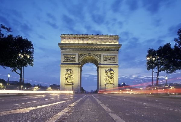 Europe, France, Paris. Arc de Triomphe as viewed from the Champs Elysees